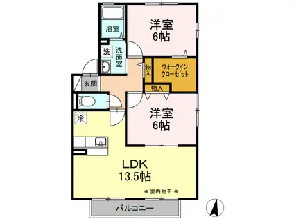 ガーデンヒルズウエスト(2LDK/2階)の間取り写真