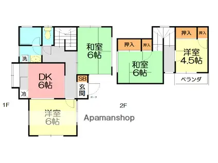 小田急電鉄小田原線 富水駅 徒歩7分 2階建 築31年(4DK)の間取り写真