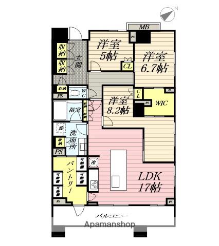 ブランズ中央林間(3LDK/7階)の間取り写真