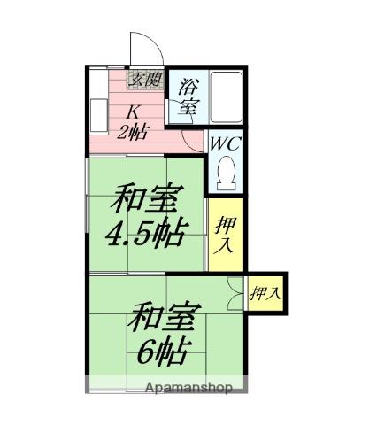 みどり荘(2K/1階)の間取り写真