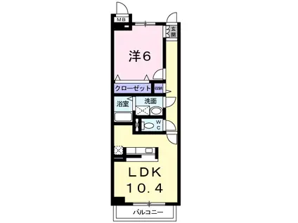 リバーサイド・ブリーズISM(1LDK/1階)の間取り写真