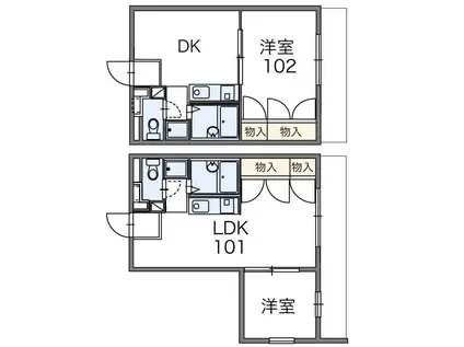 レオパレス中津川(1DK/1階)の間取り写真