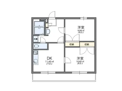 レオパレスセリティー湘南(2DK/2階)の間取り写真
