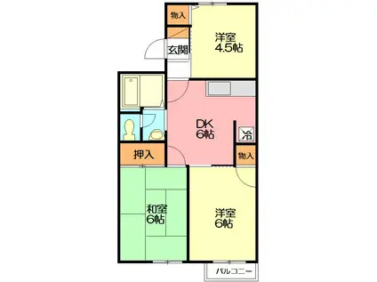 コーポルミエールB(3DK/2階)の間取り写真