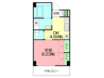 芦谷の杜(1DK/1階)の間取り写真