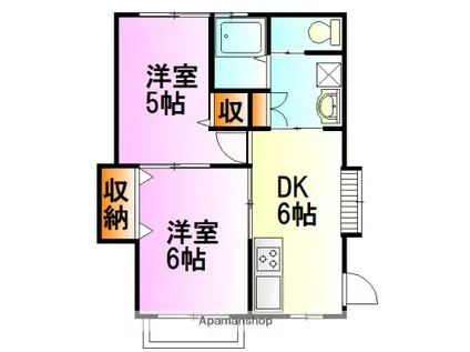 プライム秦野(2DK/2階)の間取り写真