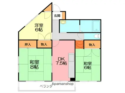 ライフピア田中(3DK/2階)の間取り写真