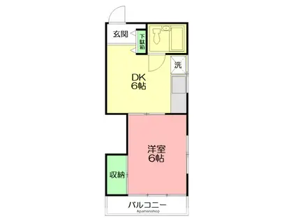 第2メゾン城山(1DK/1階)の間取り写真