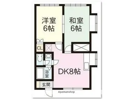 エスポワール(2DK/4階)の間取り写真