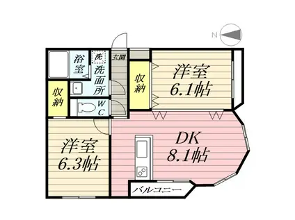 サブリナ(2DK/3階)の間取り写真