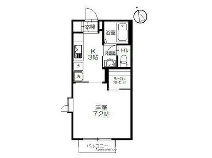 ルミナール辻堂南(1K/1階)の間取り写真