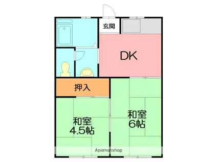 メゾン森(2DK/1階)の間取り写真