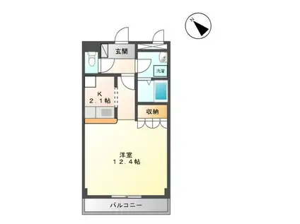 ヴィアーレ・ガーナ(1K/3階)の間取り写真