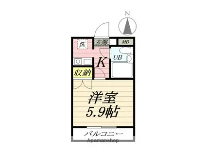 マインズ大和(1K/1階)の間取り写真