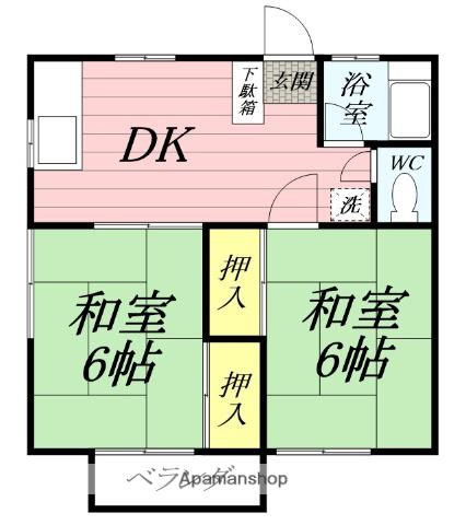 神場アパート(2DK/2階)の間取り写真
