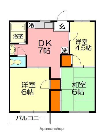 スカイハイツⅡ(3DK/1階)の間取り写真