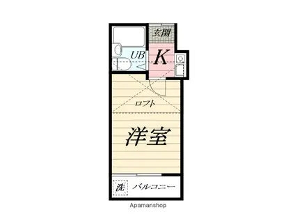 ナビオパラシオ茅ヶ崎(1K/2階)の間取り写真