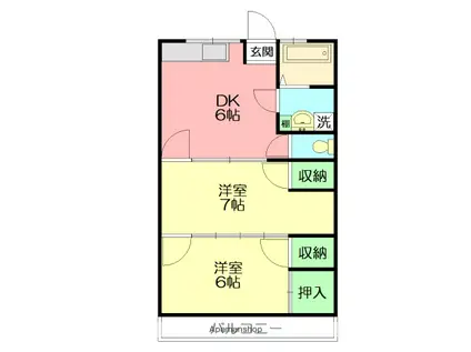 シーサイドコーポ(2DK/1階)の間取り写真