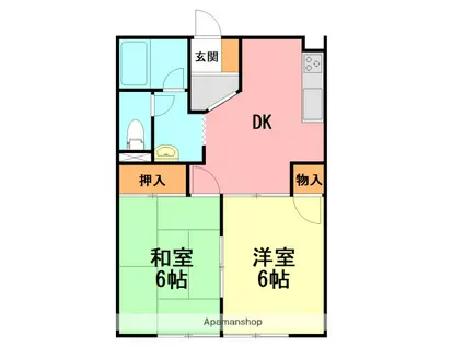 シャトウDU湘南弐号館(2DK/2階)の間取り写真