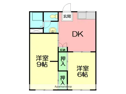 山室ハイツA(2DK/1階)の間取り写真