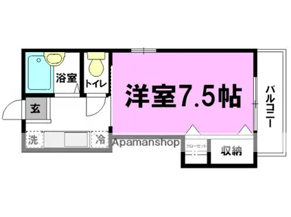 シージョイⅡ(1K/1階)の間取り写真