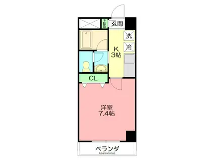 サンシルク茅ヶ崎(1K/2階)の間取り写真