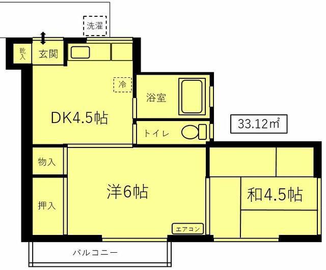 石田荘(2DK/2階)の間取り写真