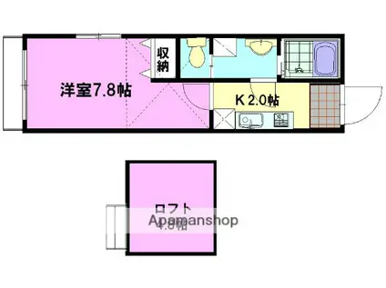 ブォナフォルトゥーナ(1K/2階)の間取り写真