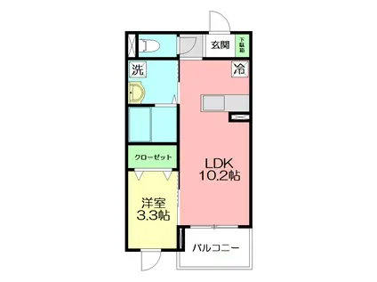 CONTRAIL 湘南(1LDK/3階)の間取り写真