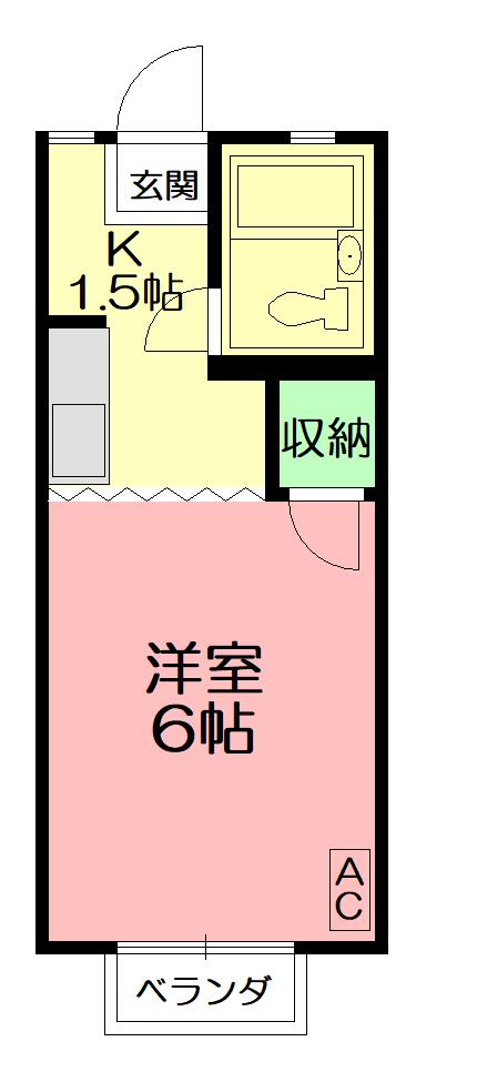 コーポゆりⅡ(1K/2階)の間取り写真