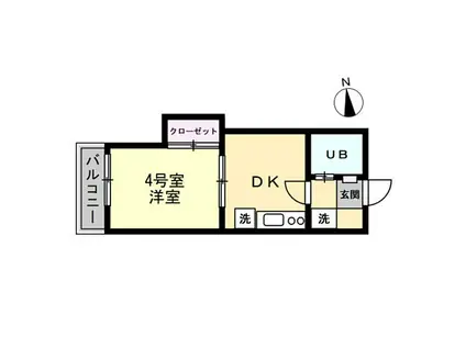 ヴィラトーヨー平塚(1DK/2階)の間取り写真