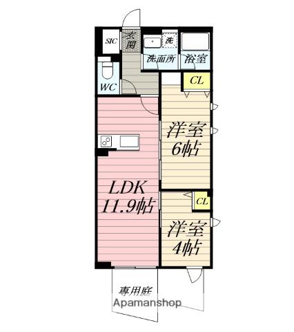 アミスタ湘南(2LDK/1階)の間取り写真