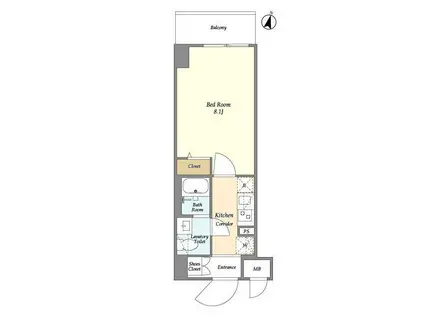 LIME RESIDENCE HIRATSUKA ウエスト(1K/11階)の間取り写真