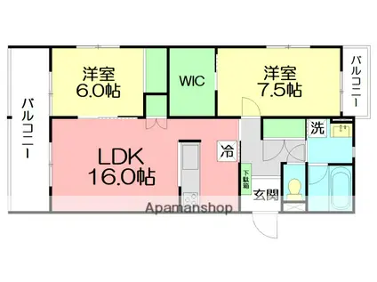 ソルヴィータ天王山Ⅱ(2LDK/3階)の間取り写真