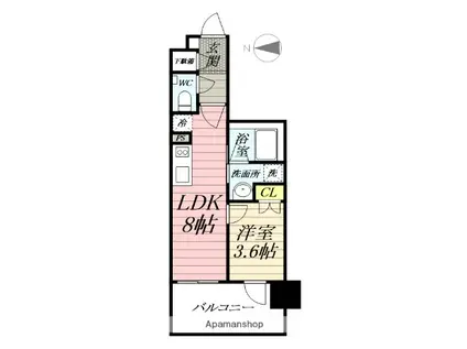 デュオステージ相模大塚(1LDK/9階)の間取り写真
