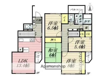 チサンガーデンハウス八重咲(4LDK/2階)の間取り写真