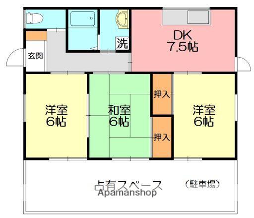 東海道本線 平塚駅 バス乗車時間:23分 農協神田支所前バス停で下車 徒歩8分 1階建 築39年(3DK)の間取り写真