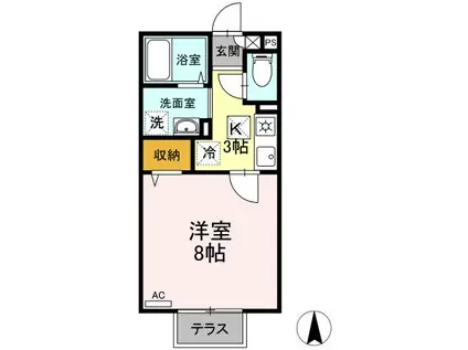 コンフォート(1K/1階)の間取り写真