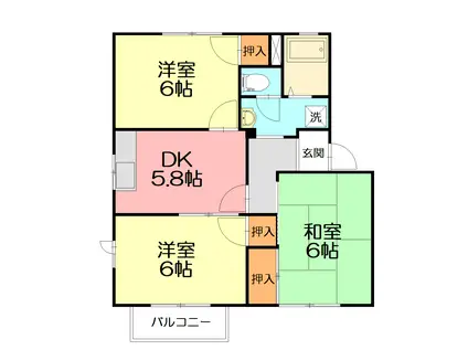 フレグランス・S A(3K/2階)の間取り写真