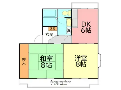コンチェルト(2DK/3階)の間取り写真