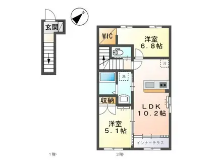 サン・サルーテ(2LDK/2階)の間取り写真