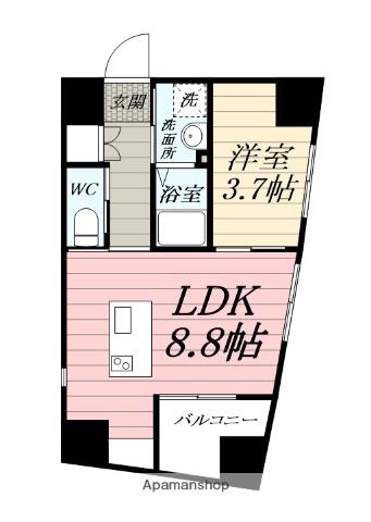 FJナインフロアビル(1LDK/5階)の間取り写真