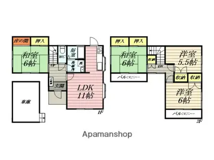 相模線 寒川駅 徒歩8分 2階建 築32年(4LDK)の間取り写真