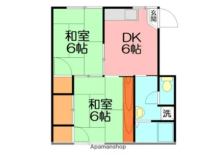 マルナカハイツ(2DK/2階)の間取り写真