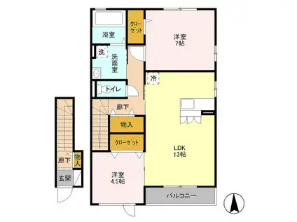 ティフベリー(2LDK/2階)の間取り写真