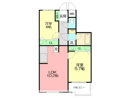 ピア湘南夕陽ヶ丘(2LDK/3階)の間取り写真