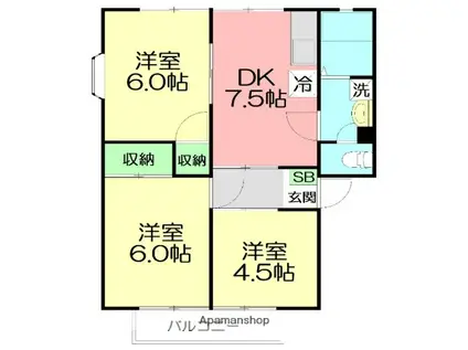 LIBRE LIFE B(3DK/2階)の間取り写真
