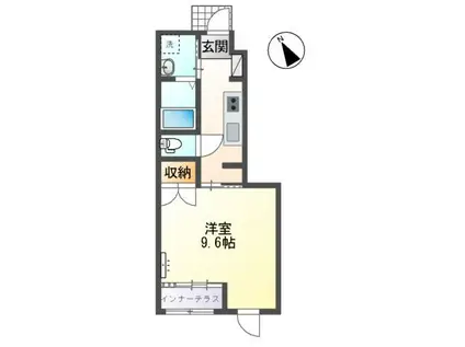 ヴェルデュールⅢ(1K/1階)の間取り写真