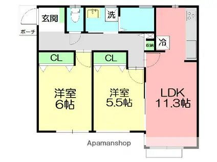 ウィスマ・セントラル(2LDK/1階)の間取り写真