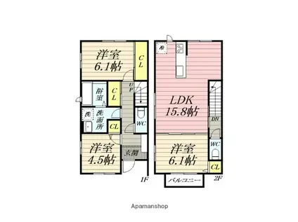 仮)串橋テラスハウス(3LDK)の間取り写真